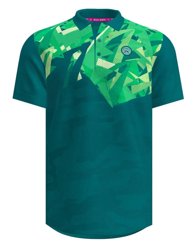BIDI BADU Spike Polo Tennisshirt Herren dunkelgrün/grün im Online Shop von kaufen