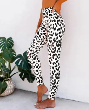 Damen Leggings mit hoher Taille und Kuh-Print