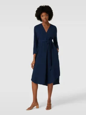 Esprit Midikleid mit Bindegürtel (marine) online kaufen