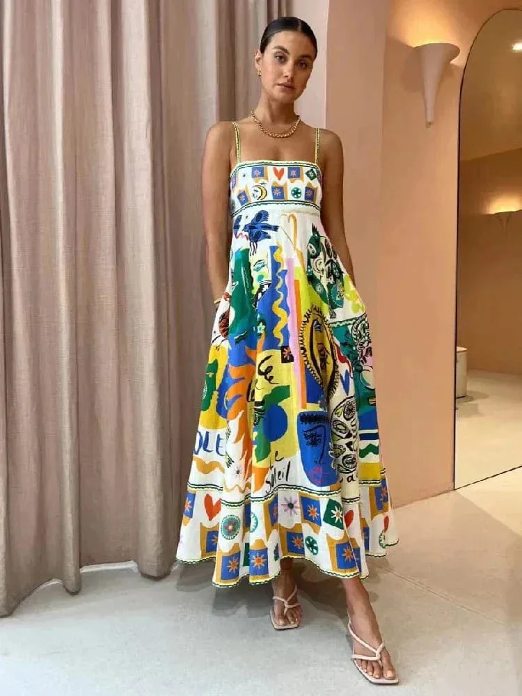 Festliches Maxikleid mit buntem Blumenmuster