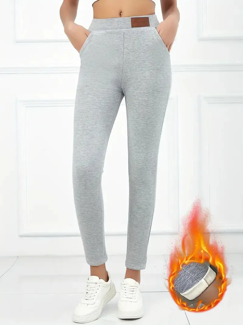 Fitnessstudio Sport Fleece Warm Liner Leggings, Hohe Taille Yoga