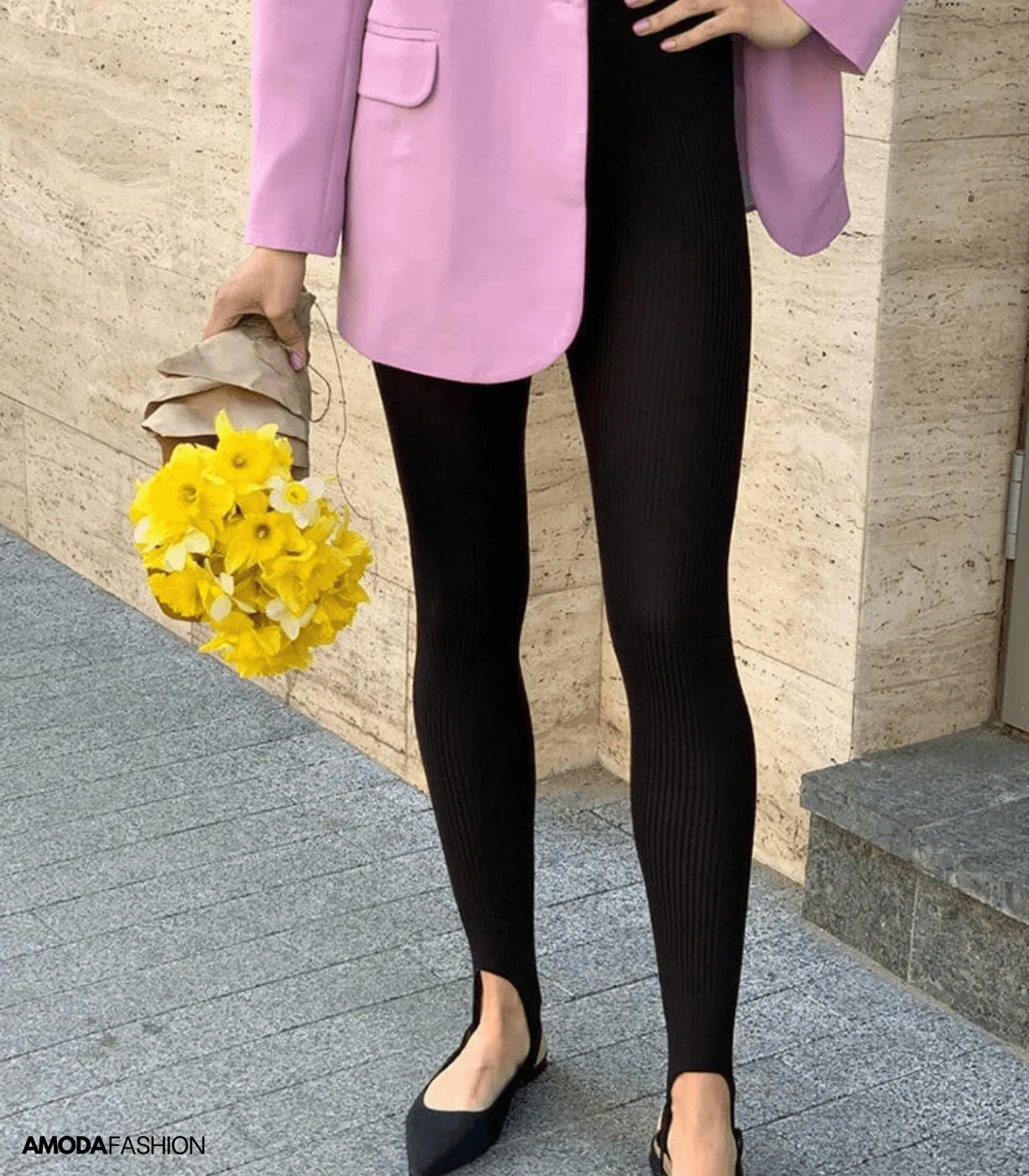 Gerippte Leggings mit Unterfu