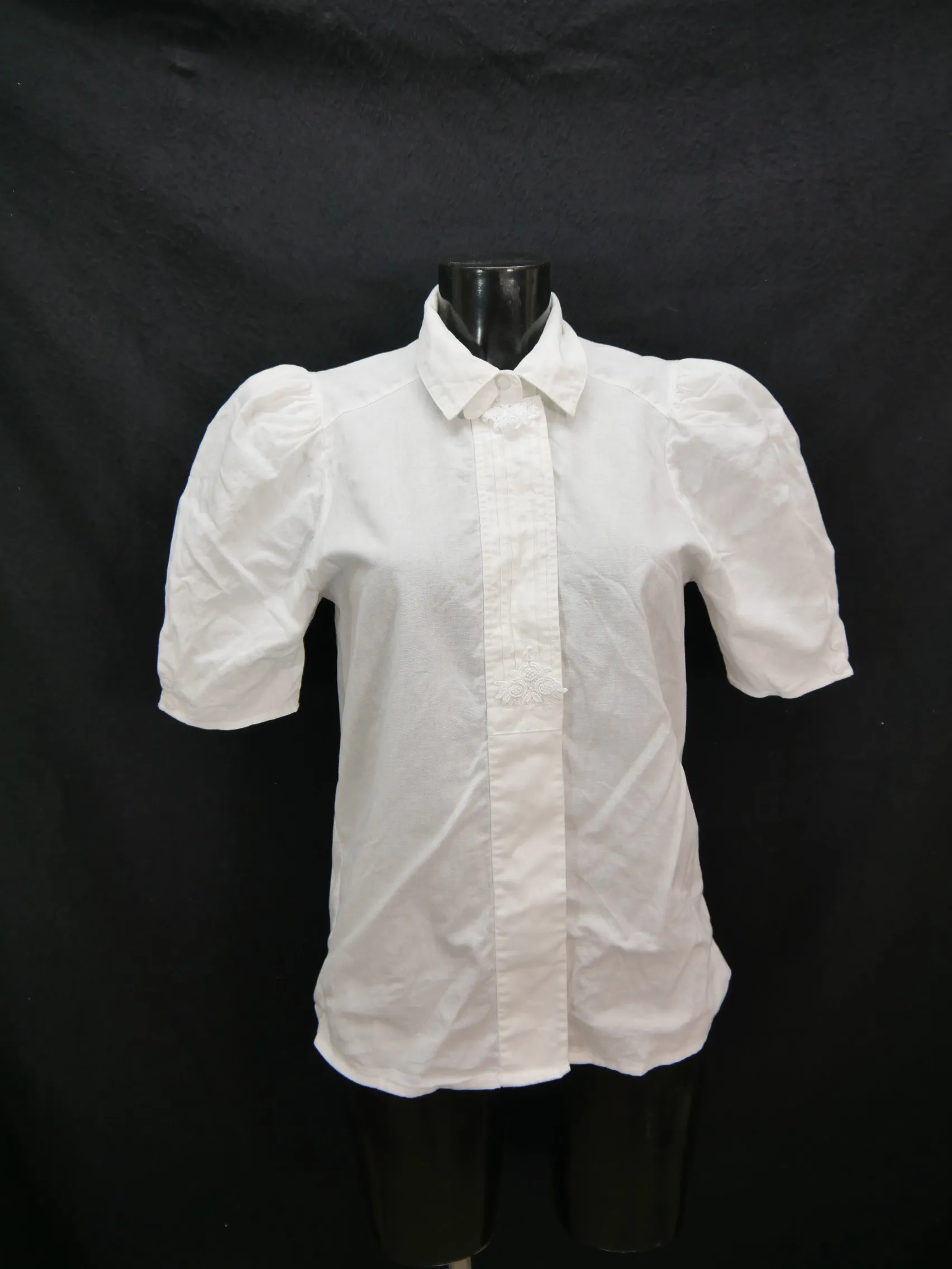 Gr.38 Trachtenbluse weiß Bluse Gössl Baumwolle mit Spitze TB6024