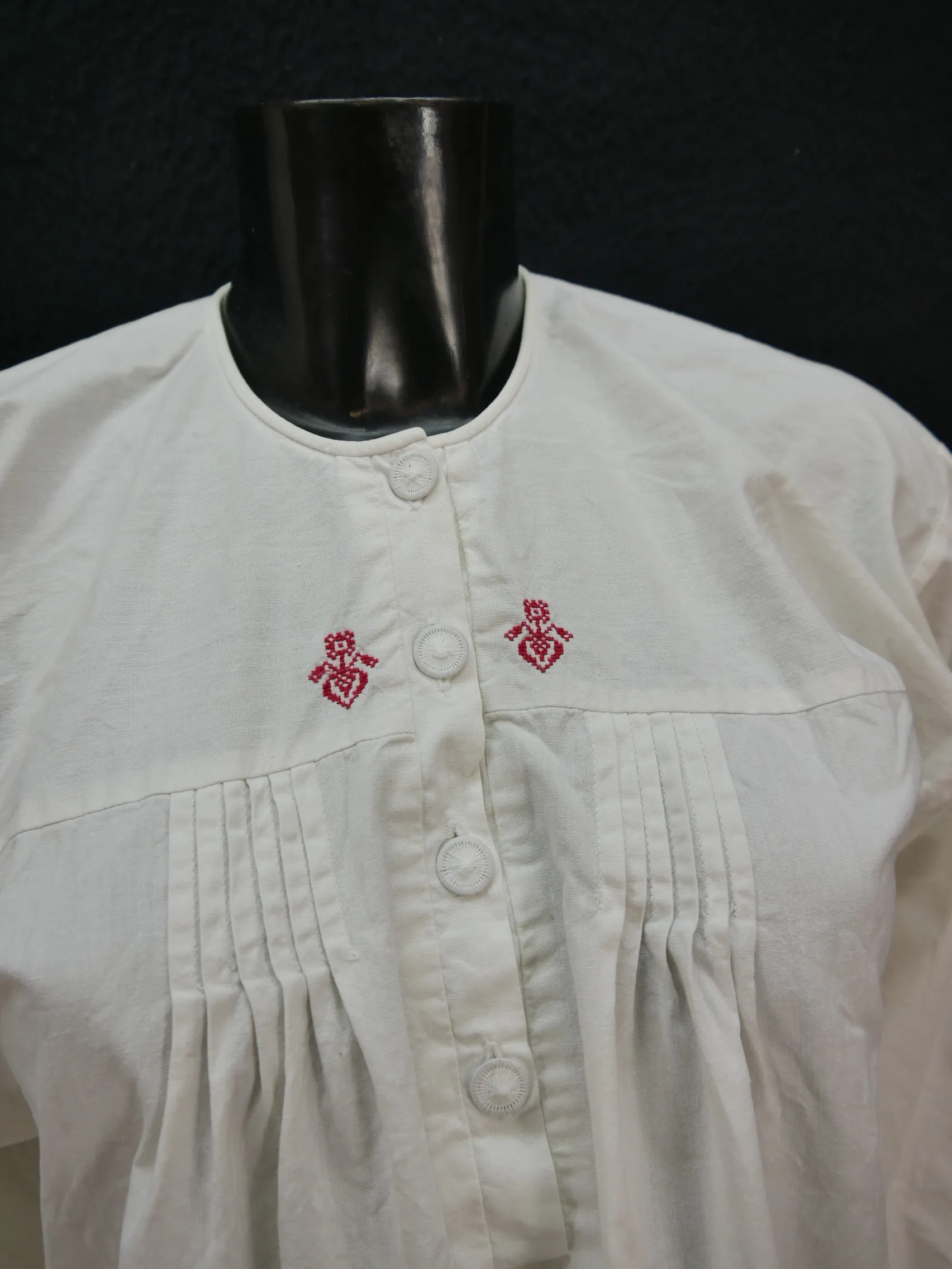Gr.40 Trachtenbluse Bluse weiß Baumwolle mit Stickerei TB5511