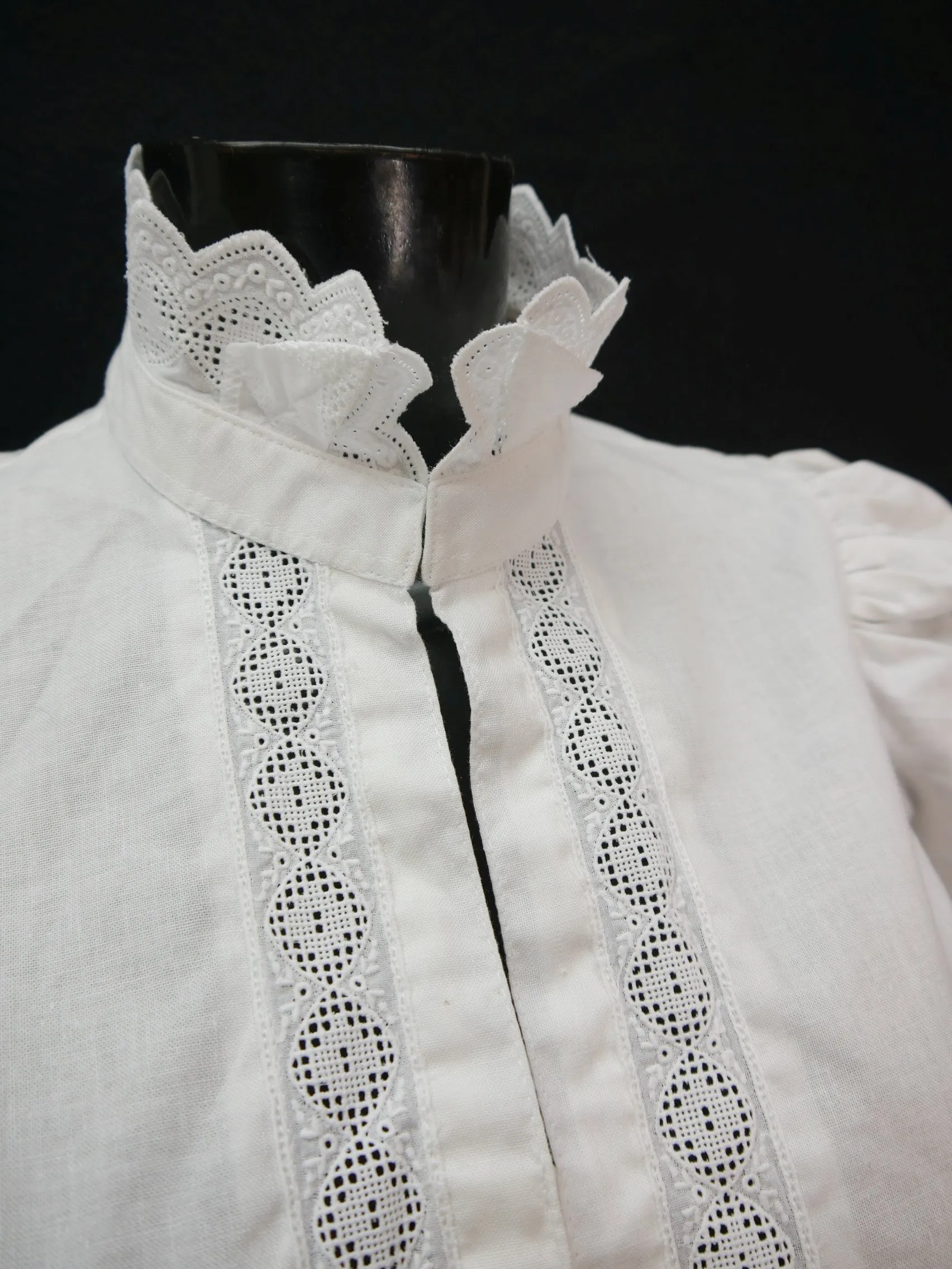 Gr.40 Trachtenbluse weiß Bluse Krüger Baumwolle mit toller Spitze TB7013