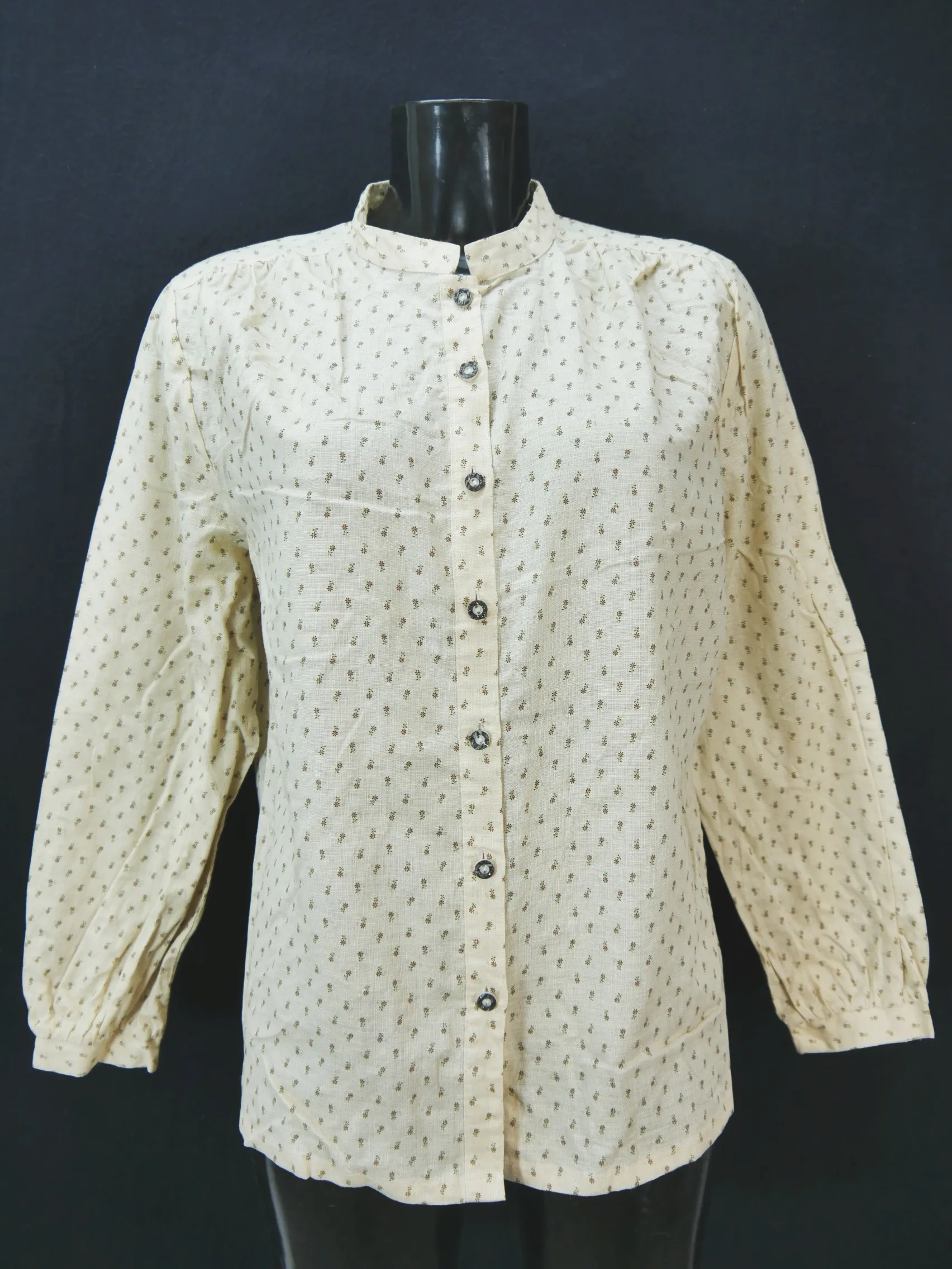 Gr.42 Trachtenbluse creme Bluse für Dirndl Carina Baumwolle mit Muster TB9459