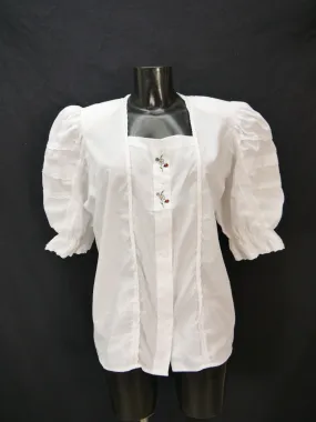 Gr.48 Trachtenbluse weiß Bluse Vowa Baumwollmischung Stickerei Spitze TB7703