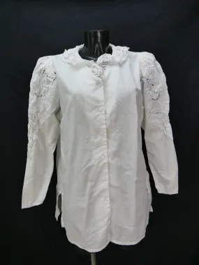 Gr.50 Trachtenbluse Bluse weiß Baumwolle Atelier Renée mit Spitze TB5550