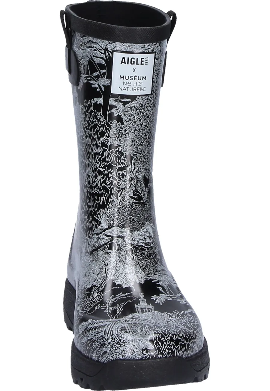 Halbhoher Aigle Damen Gummistiefel ALYA PRINT BLANC