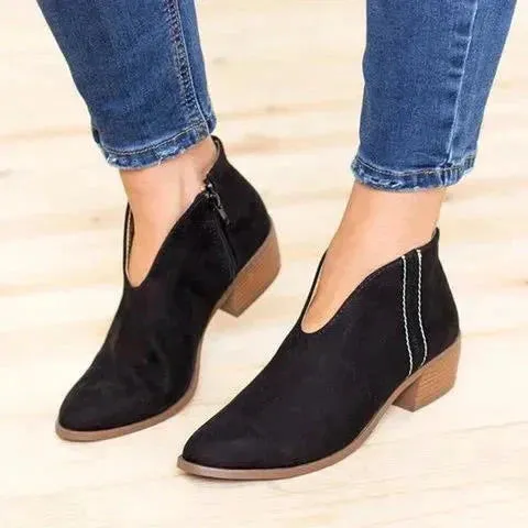 Heidi-Mode - Reißverschlussstiefel mit V-Ausschnitt
