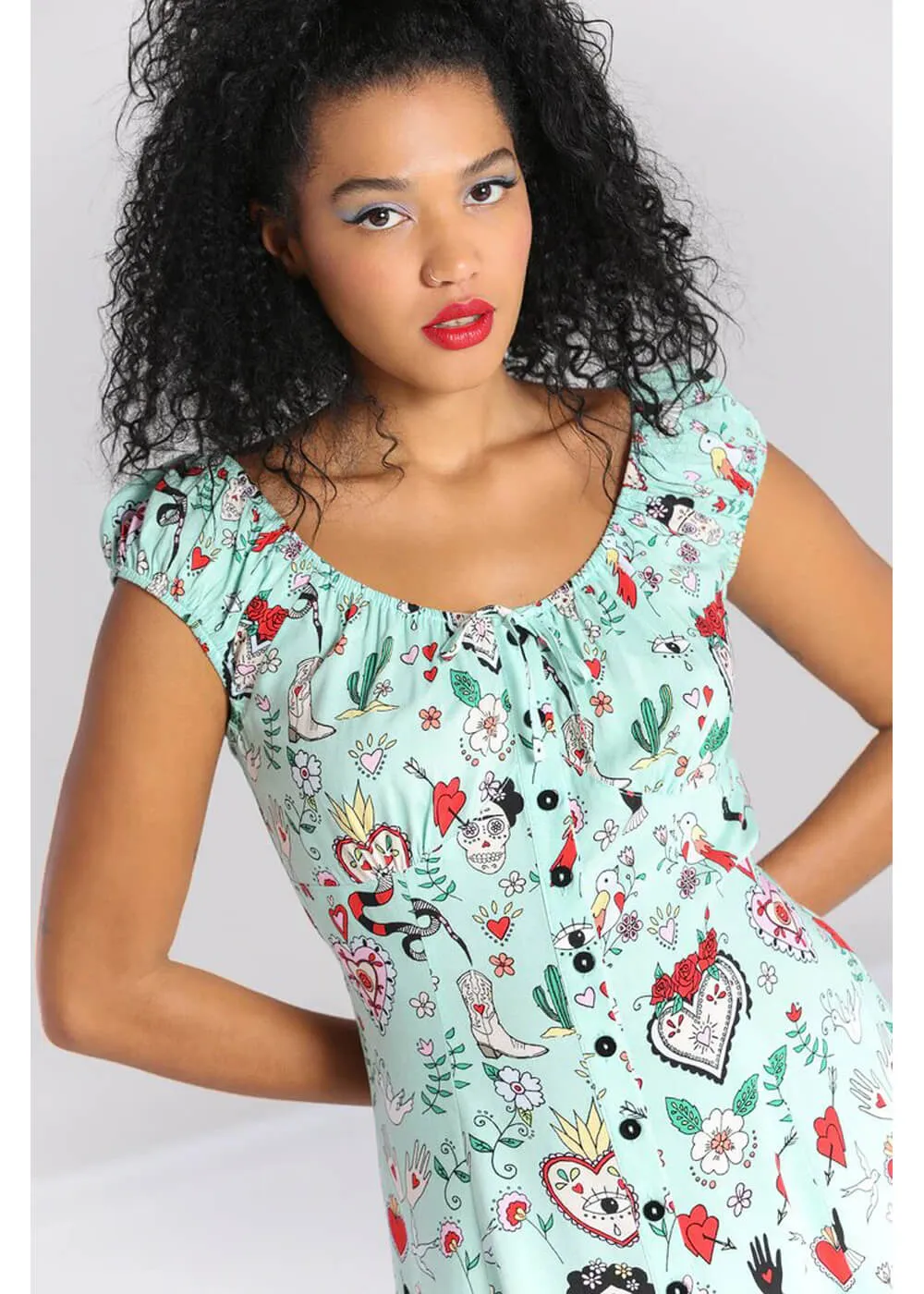 Hell Bunny Tijuana Kurzes Kleid Grün