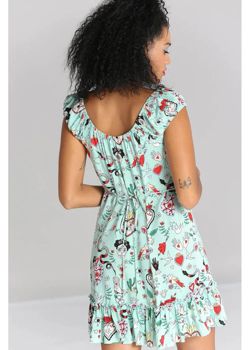 Hell Bunny Tijuana Kurzes Kleid Grün