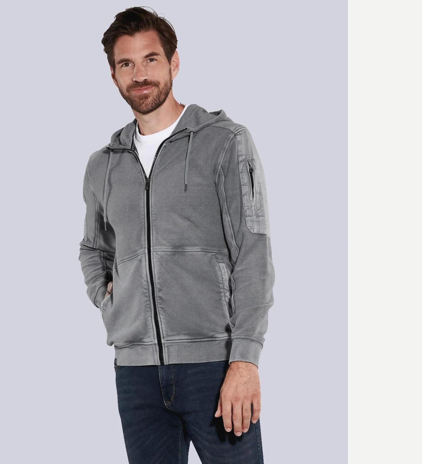 Herren engbers Sweatjacke mit Kapuze in Grau kaufen 35595