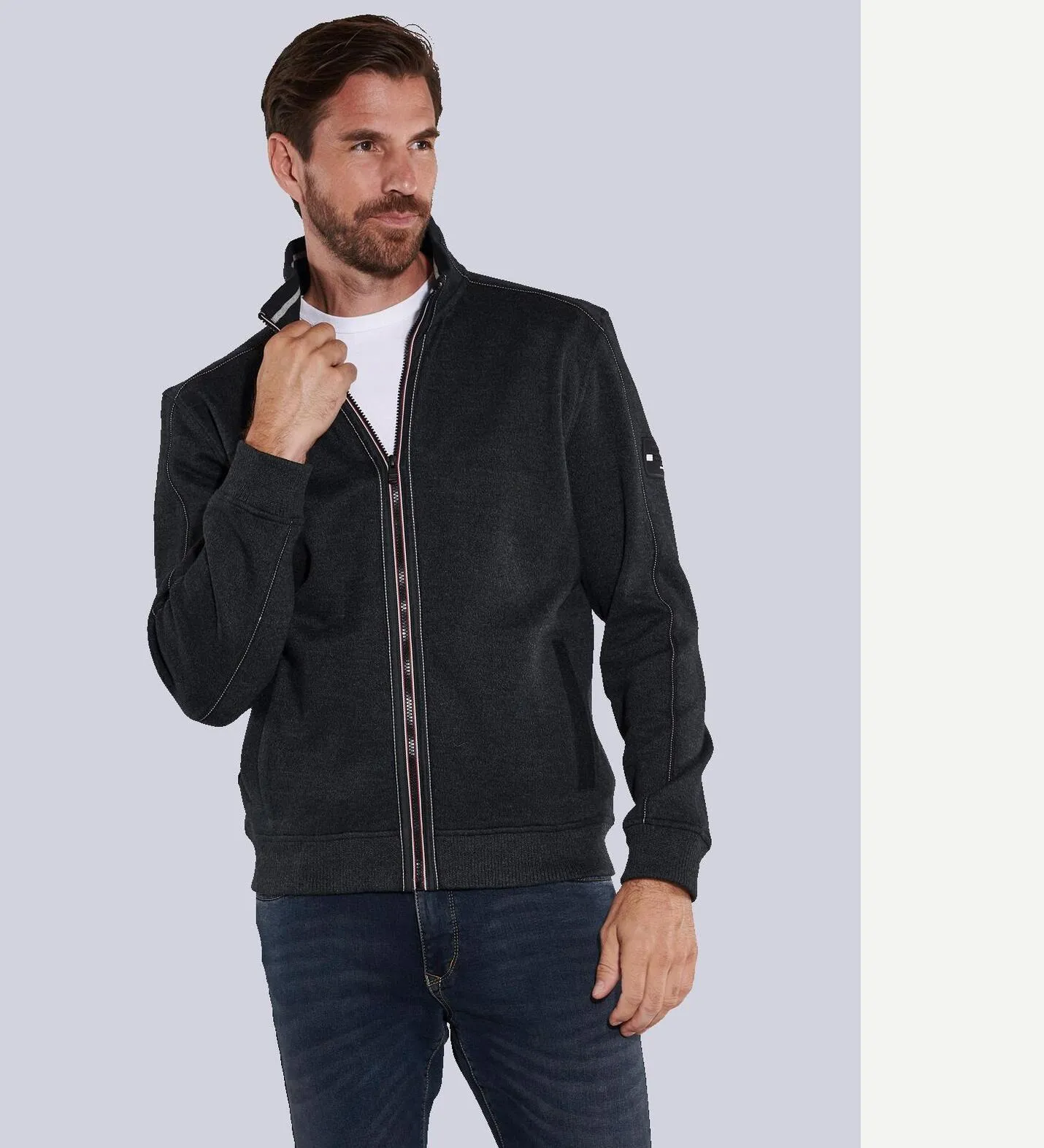 Herren engbers Sweatjacke uni in Grau kaufen 35640