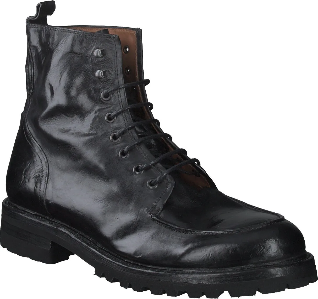 Herren-Schnürboots aus Leder 212001990553 (Schwarz)