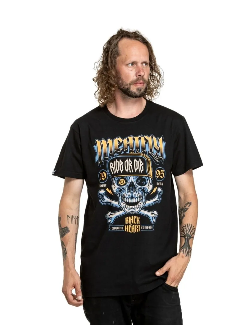 Herren-T-Shirt Meatfly Crossbones, Schwarz XL