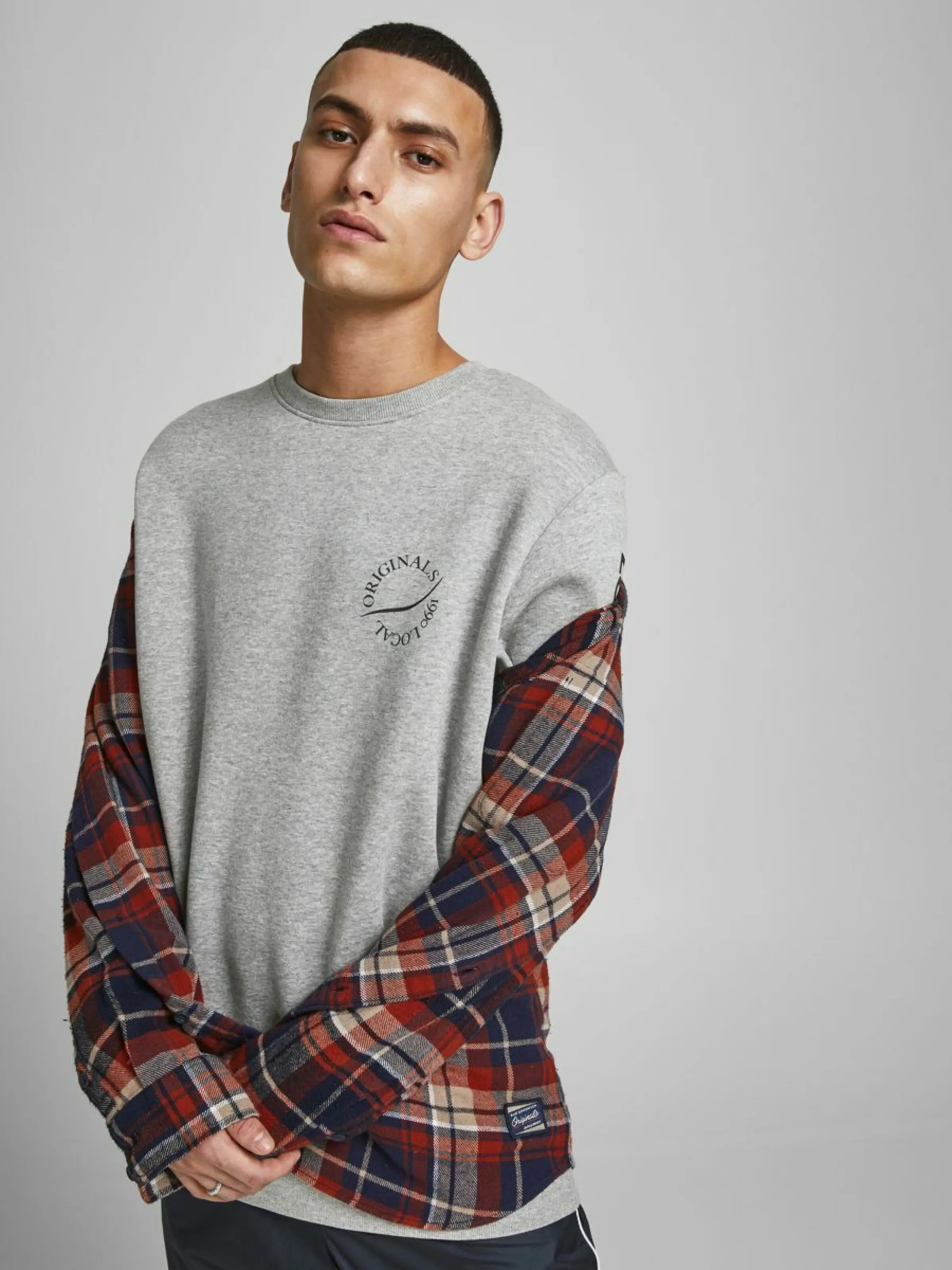 JACK & JONES Sweatshirt 'Elias' in Graumeliert