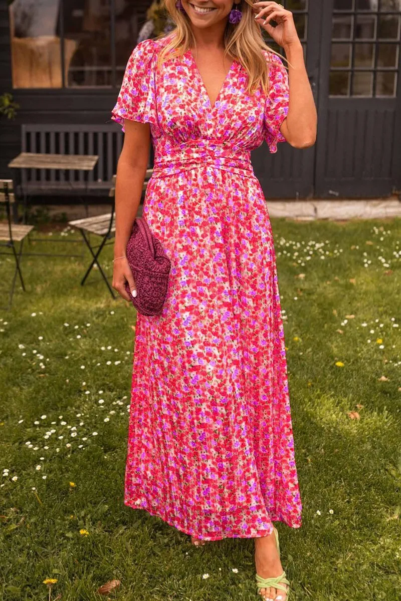 Langes Kleid mit V-Ausschnitt für Damen