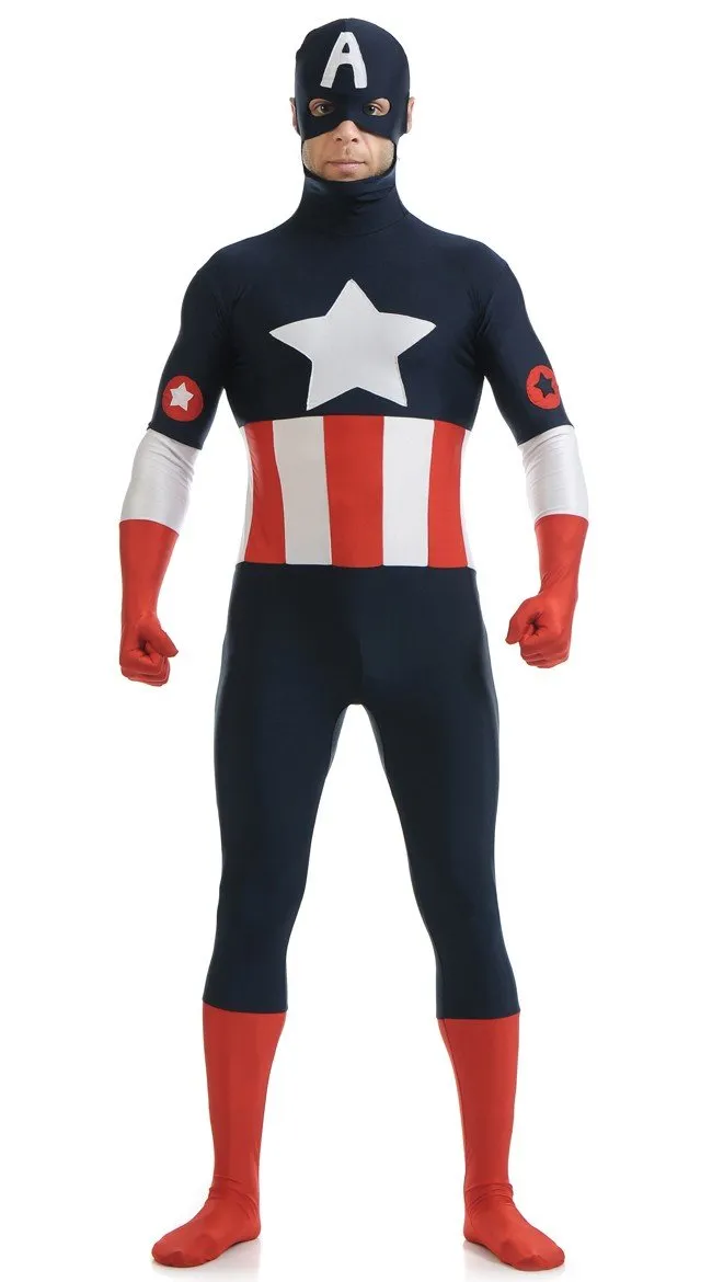 Lycra Spandex Captain America Kostüm Marvel Superhelden Kostüme Schwarz