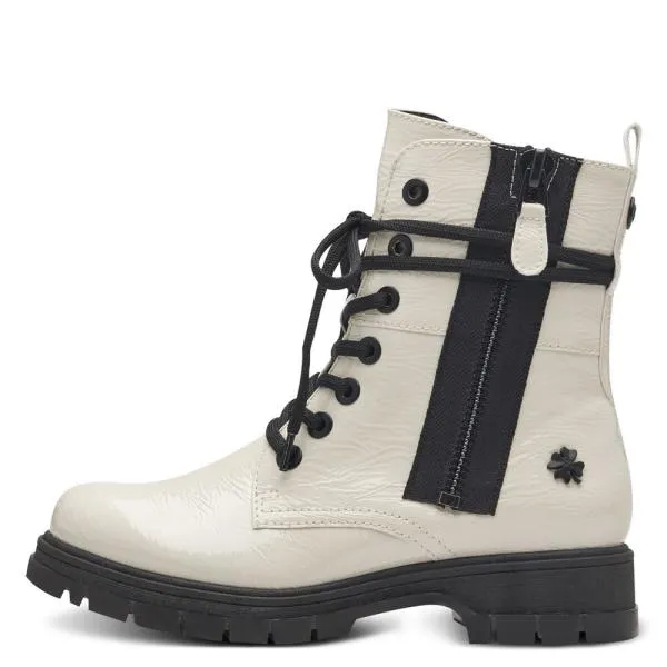 MARCO TOZZI by Guido Maria Kretschmer Schnürboots Schnürstiefelette Lack- Optik beige S23 2-85200-41