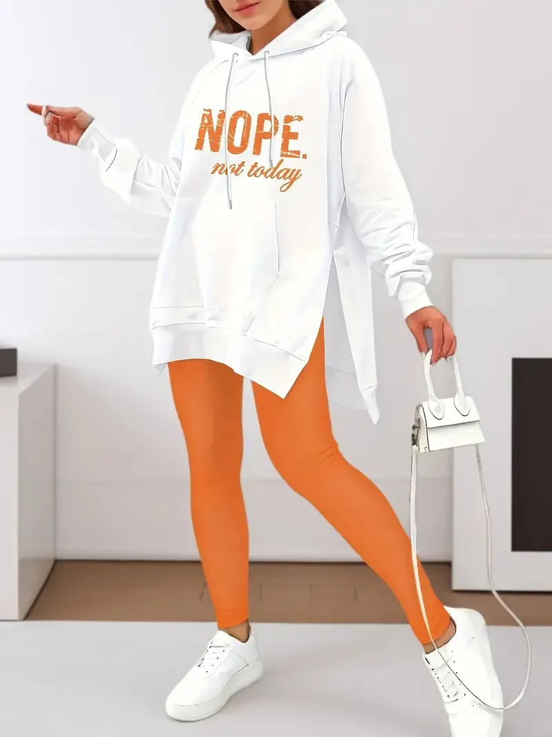 Nixie - Lssiges Set aus Kapuzenpulli mit Buchstabenaufdruck und fester, dünner Leggings