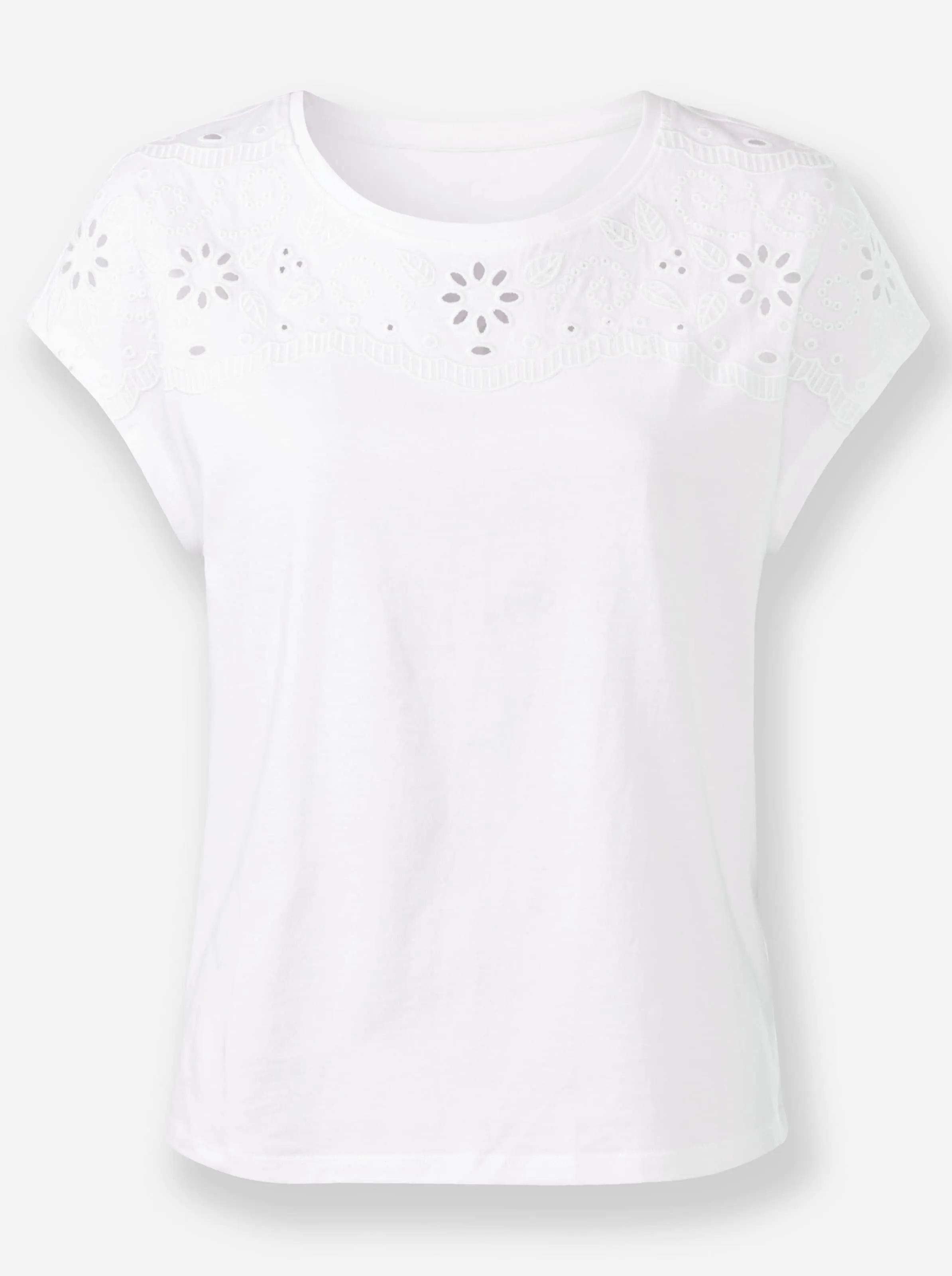 Rundhalsshirt in ecru
