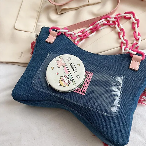 Schmetterling Denim Unterarmtasche Handtasche Umhängetasche