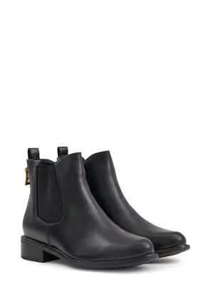 Seventyseven Lifestyle Damen Schuh Kunstleder Stiefelette mit seitlichem Zipper schwarz