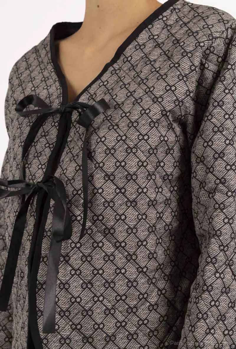 Steppjacke mit „Small Curls“-Print und Satinschleifen