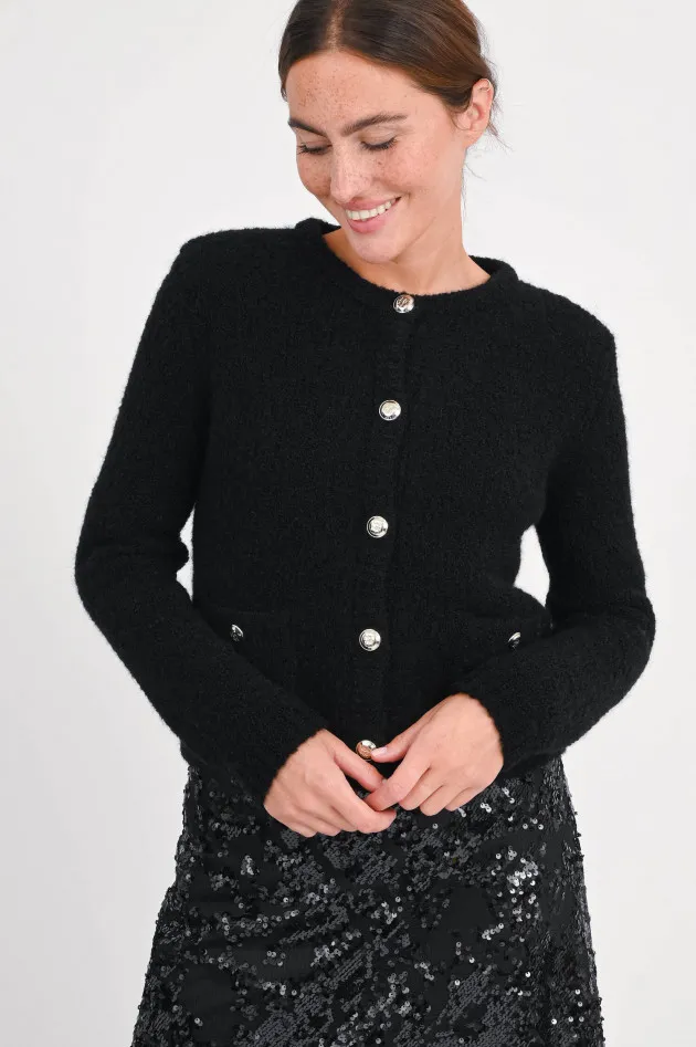 Strickjacke aus Alpaka in Schwarz