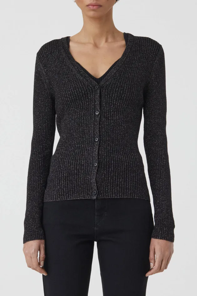 Strickjacke mit Lurex Fäden in Schwarz