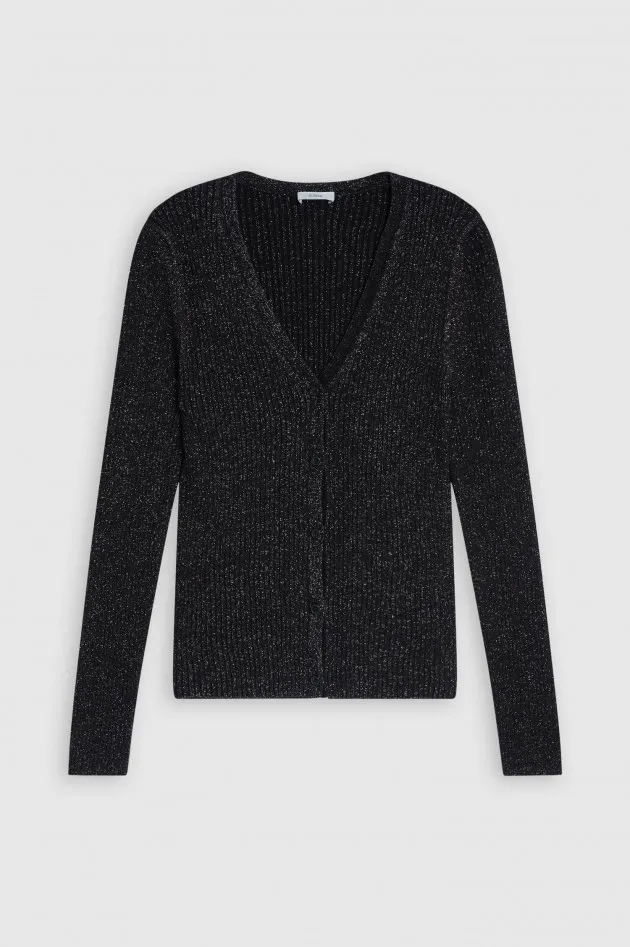 Strickjacke mit Lurex Fäden in Schwarz