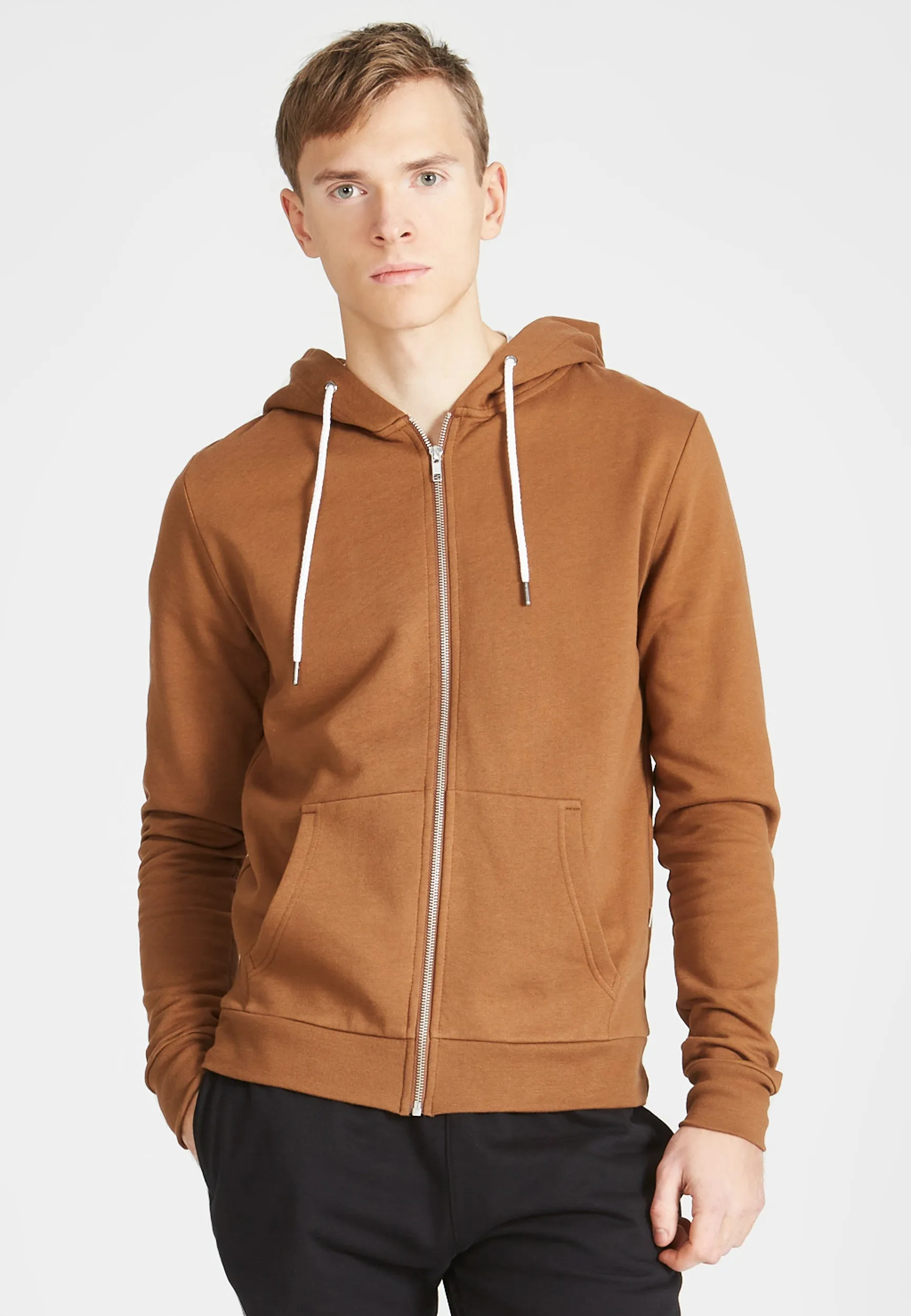 Sweatjacke WINSTON aus Bio-Baumwolle - Caramel Brown