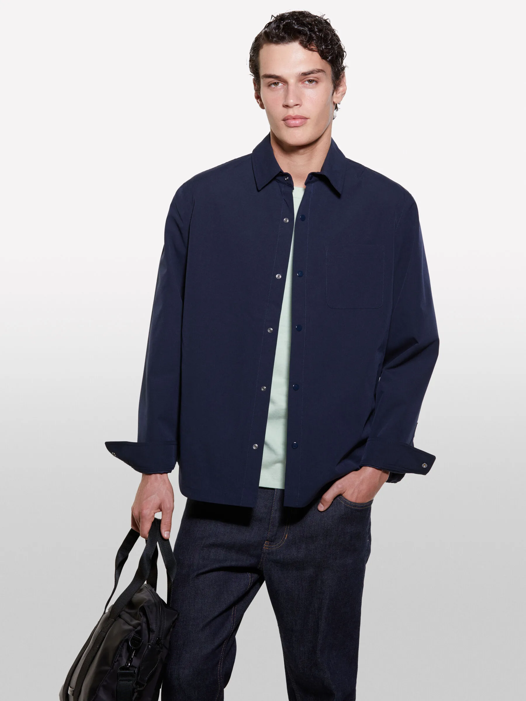 Wattierte Hemdjacke, Dunkelblau 