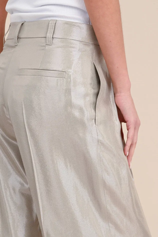 Weite Hose im Metallic-Look in Taupe/Gold